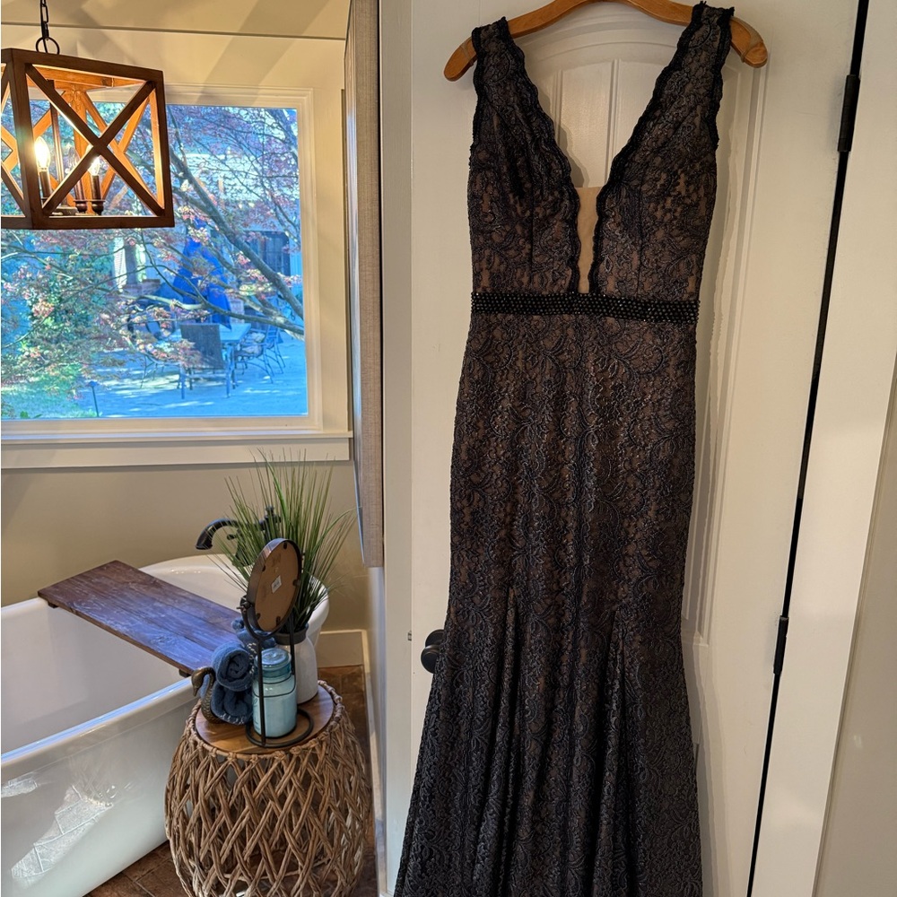 Jovani 36447 Elegant Black Lace Gown